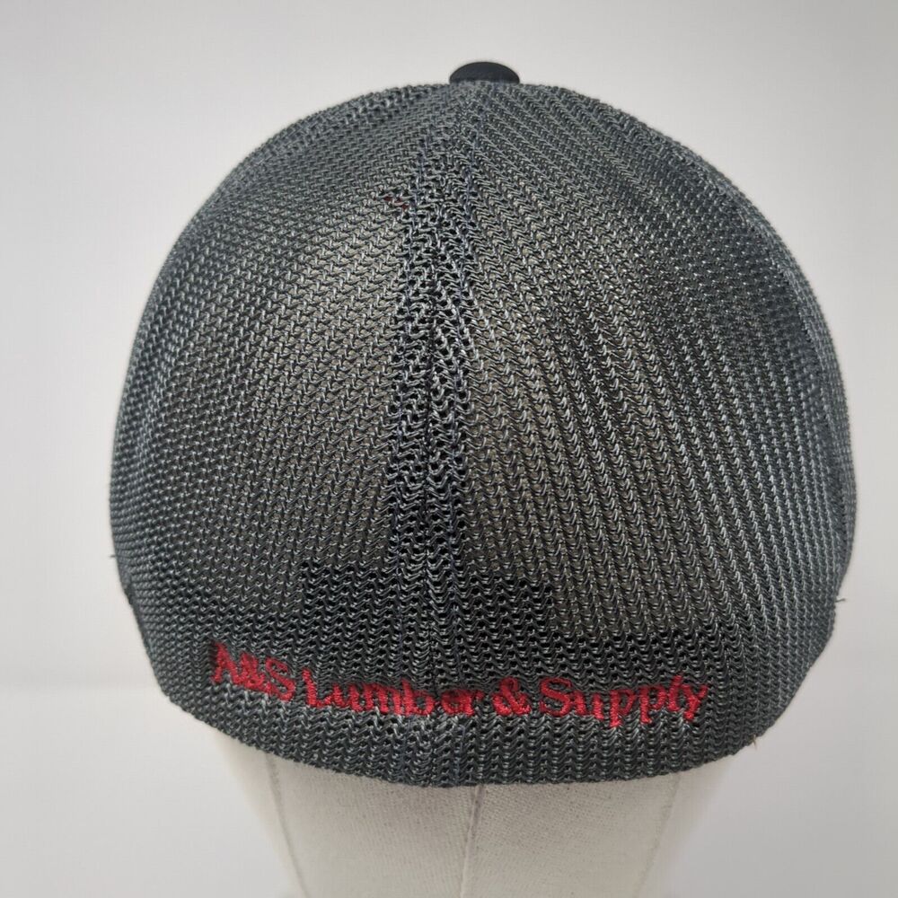 As Lumber & Supply Fitted Trucker Hat Gray L/Xl Mesh Back Pacific Headwear View 5
